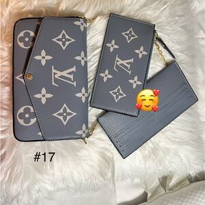 Louis Vuitton Blue and White Women's Wallet Set